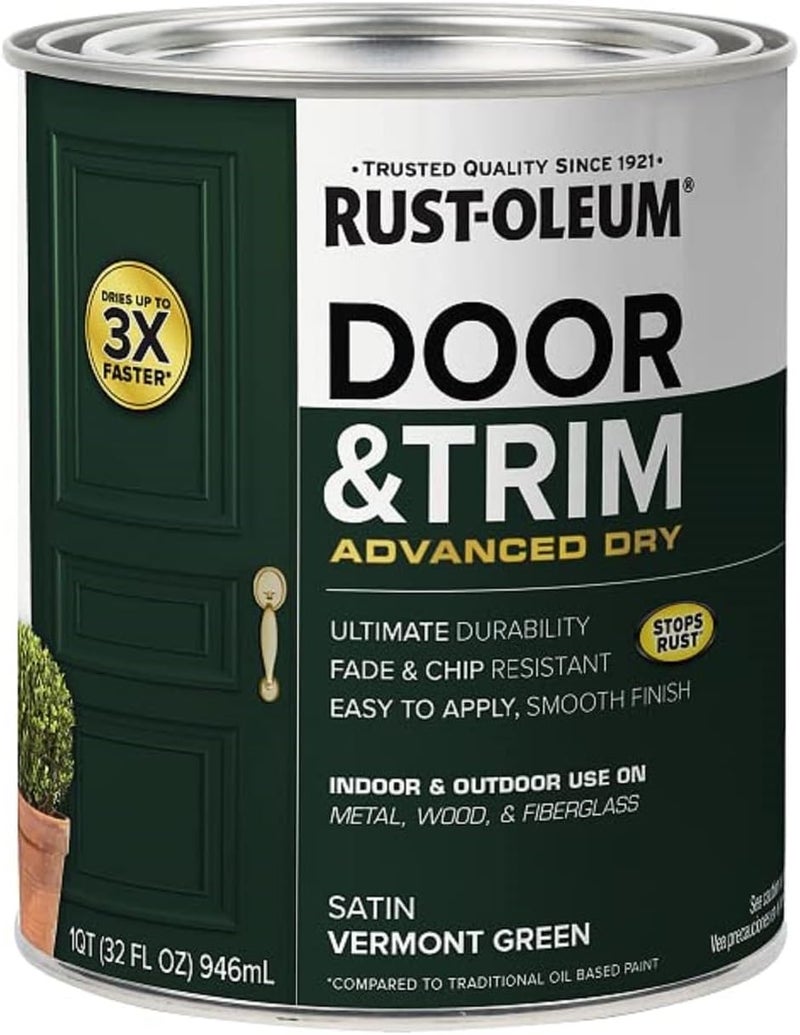 RUST-OLEUM 376514 طلاء أبواب وزخارف جاف متقدم، ربع، أخضر فيرمونت ساتان - Image 1